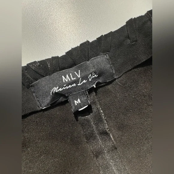 MLV Mayren Lee VirayxRevolve 100%Goat Suede genuine leather Black Dress - Size M - Picture 9 of 9